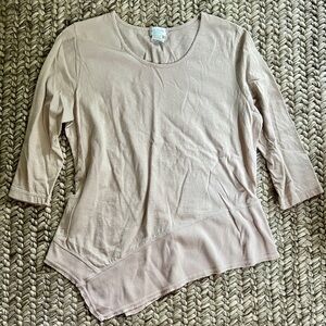 Asymmetrical 3/4-Length Tan Shirt